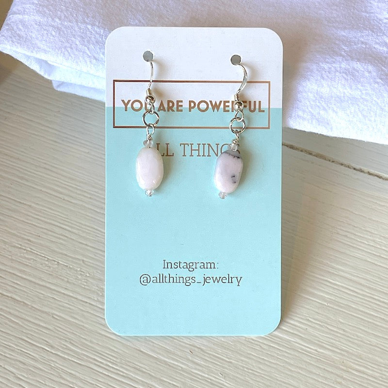 Earrings - Sterling Pink Peruvian Opal