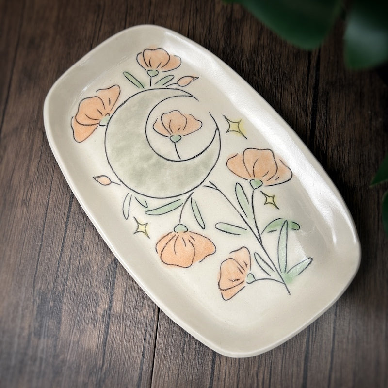 Rectangle Dish - Moon + Poppies