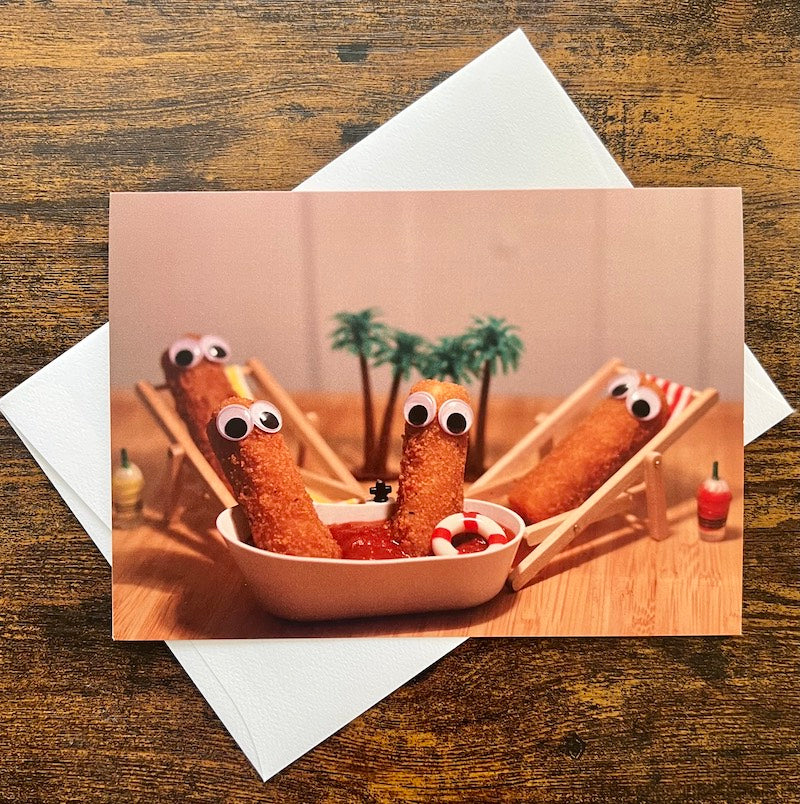 Card - Wishing you to be just as relaxed as these mozzarella sticks