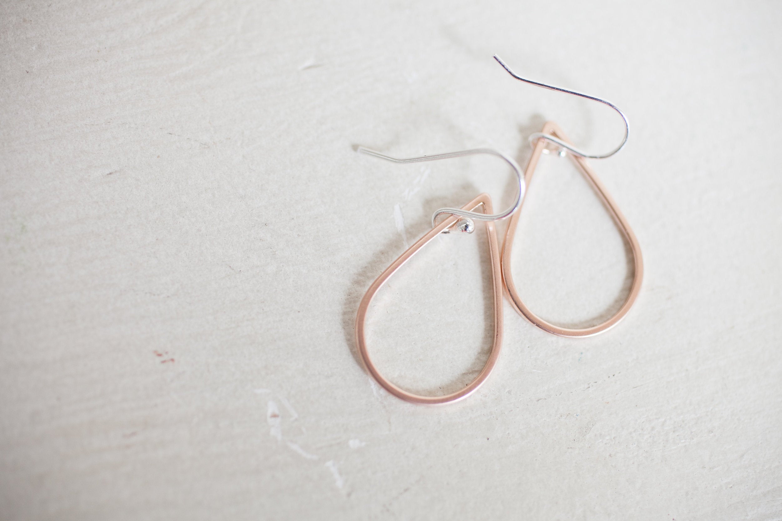Earrings - Rose Gold Tear Drop Dangles