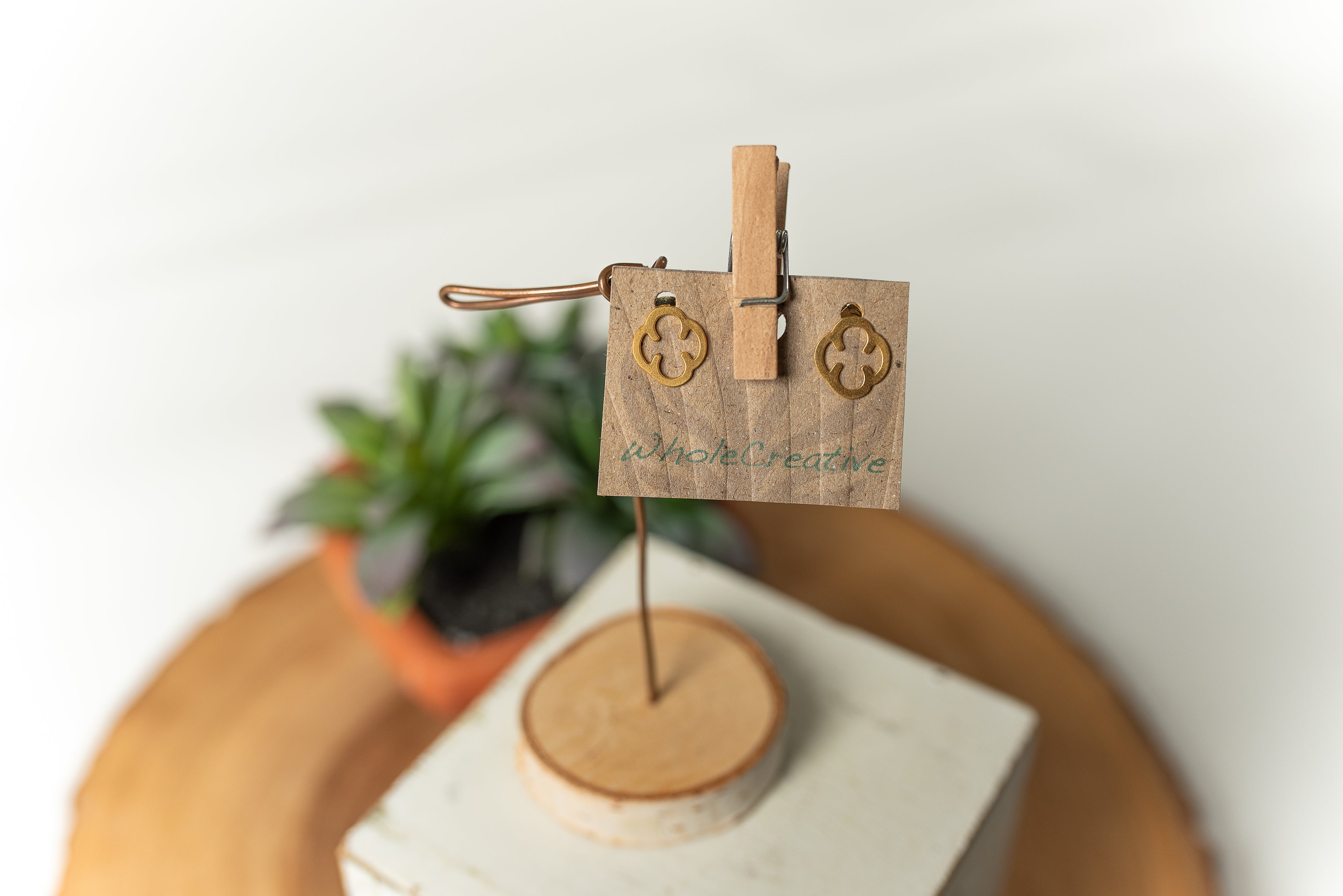 Stud Earrings - Gold Open Flower