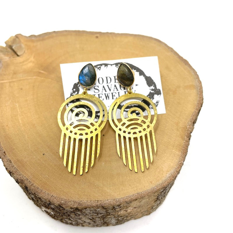 Earrings - Labradorite Spiral