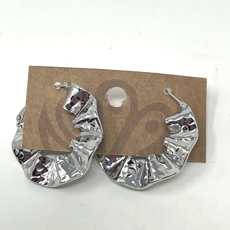 Earrings - Silver Wavy Hoops