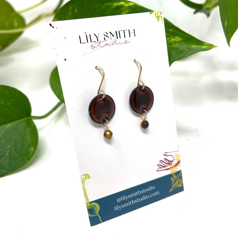 Circle Drop Enamel Earrings