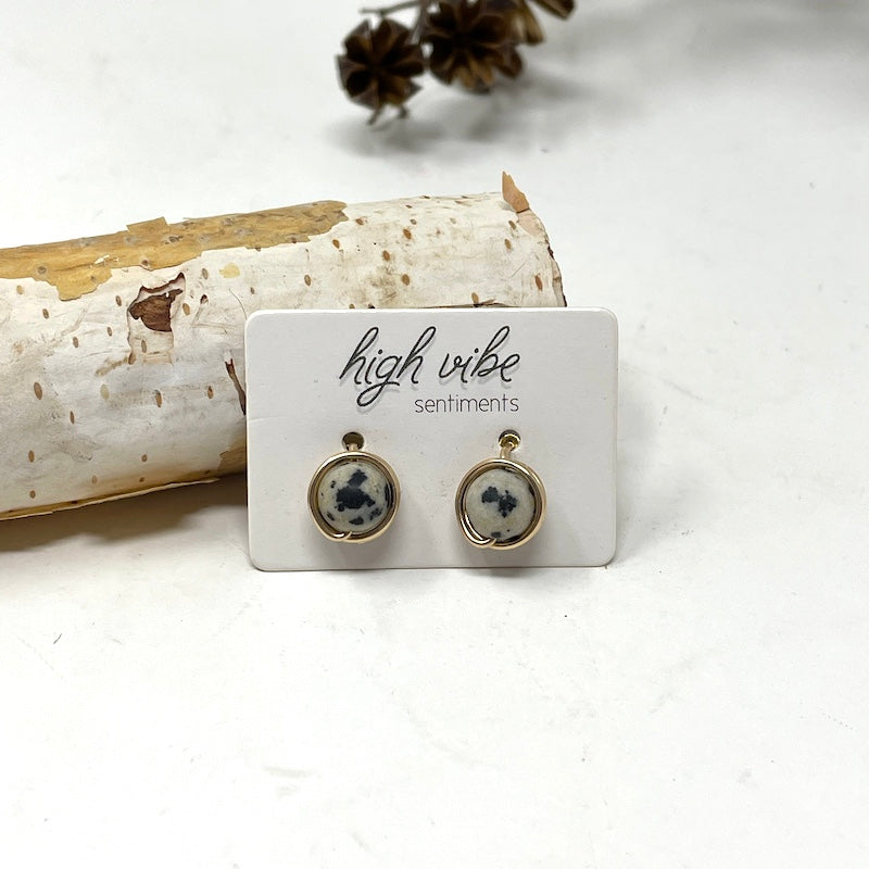 Studs - Wire Wrapped Gem - Gold