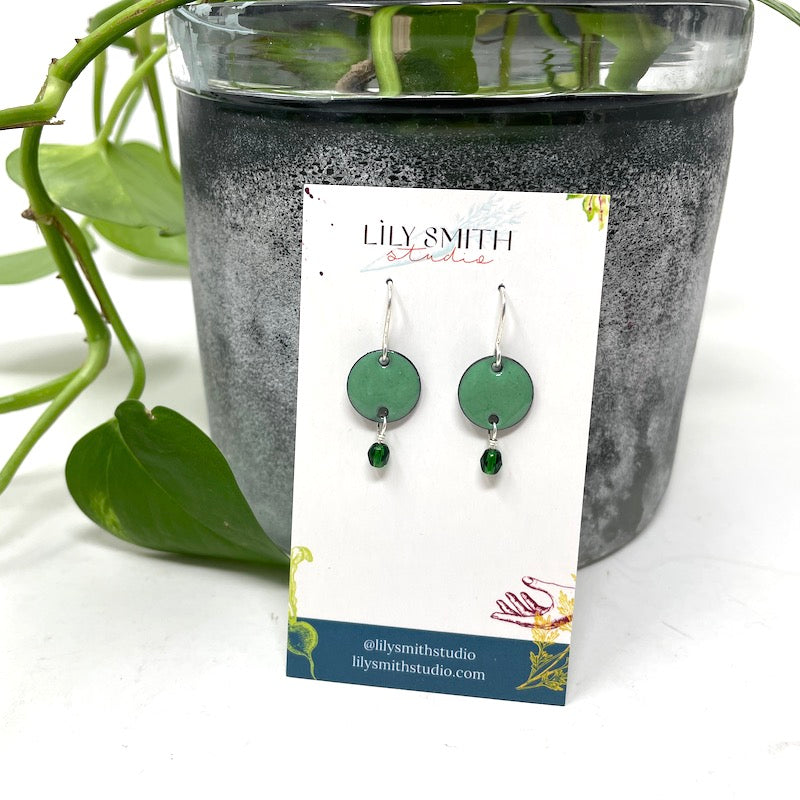 Circle Drop Enamel Earrings