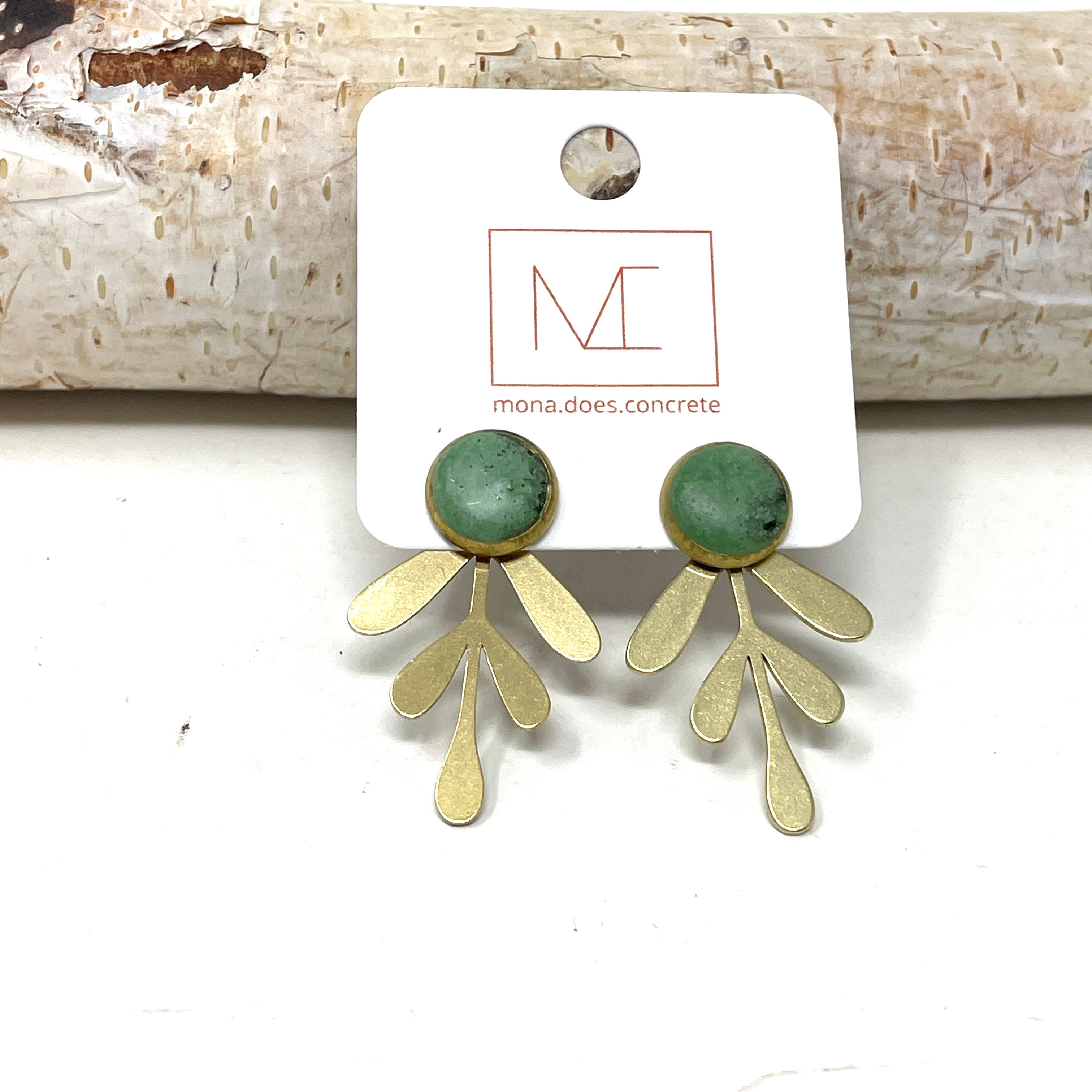 Ear Jacket Studs - Brass + Concrete