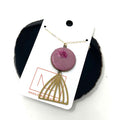 Necklace - Floral Circle | Brass Art Deco | Pink Concrete