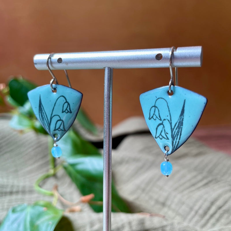 Robin's Egg Blue Lily of the Valley Doodle Earrings