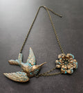 Necklace - Hummingbird Flower | Verdigris (large)