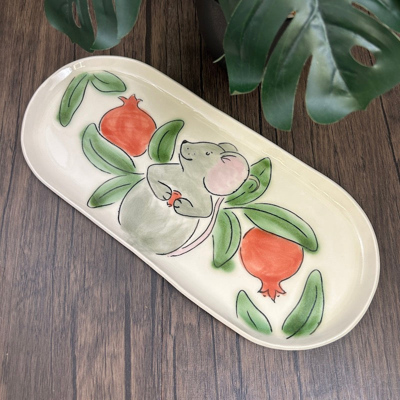 Oval Dish - mouse + pomegranate
