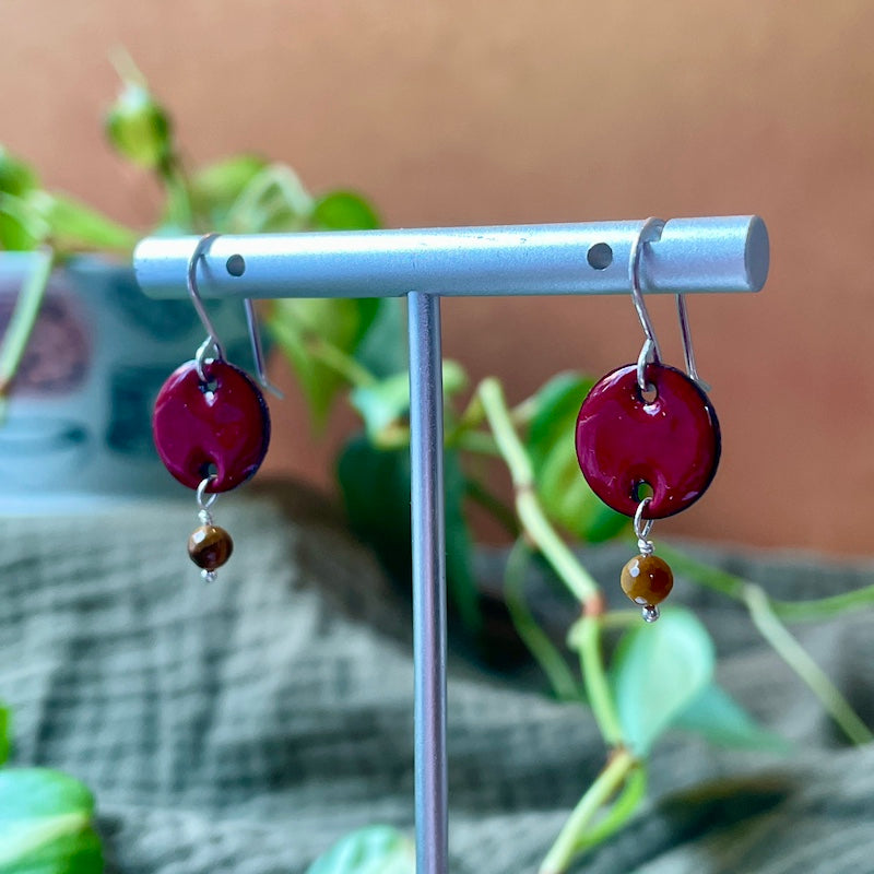 Circle Drop Enamel Earrings