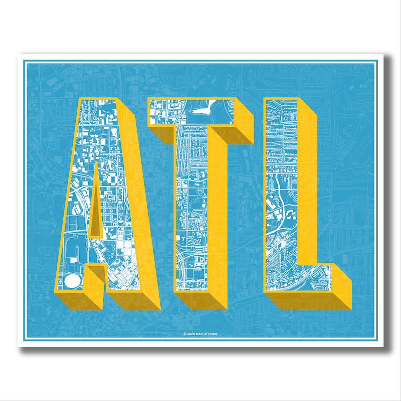 ATL | Block Letters | Blue + Yellow