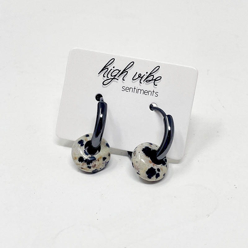 Earrings - Gem Hoops | Gunmetal