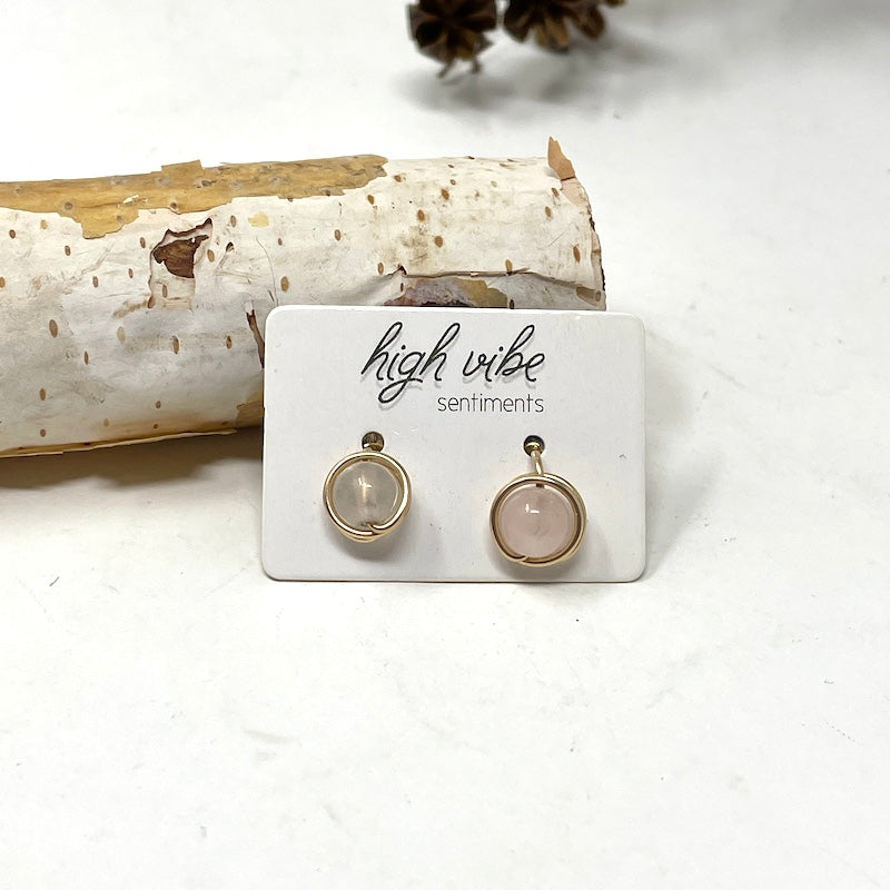 Studs - Wire Wrapped Gem - Stainless