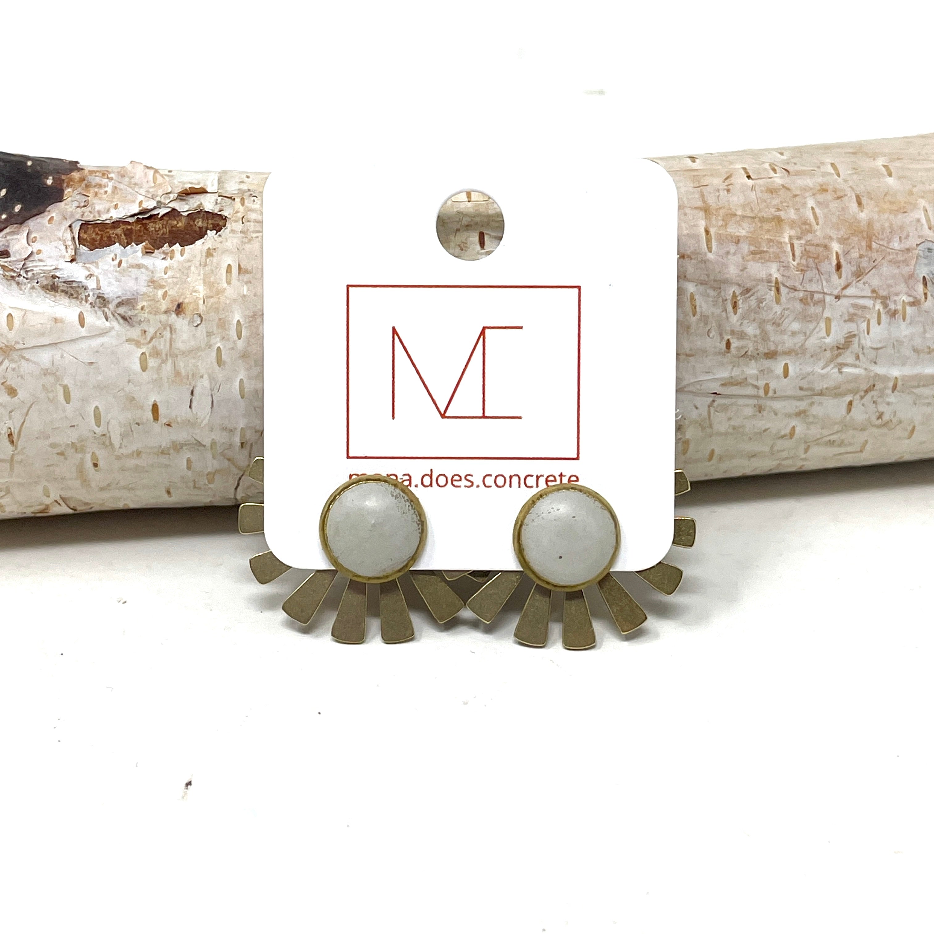 Ear Jacket Studs - Brass + Concrete