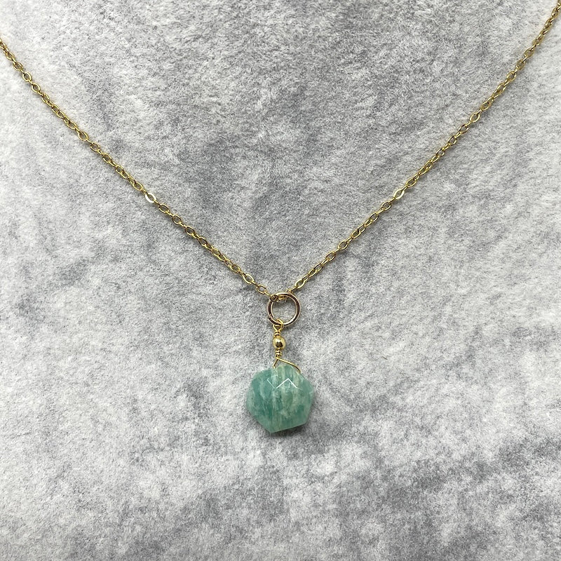 Gemstone Charm - Amazonite Hexagon