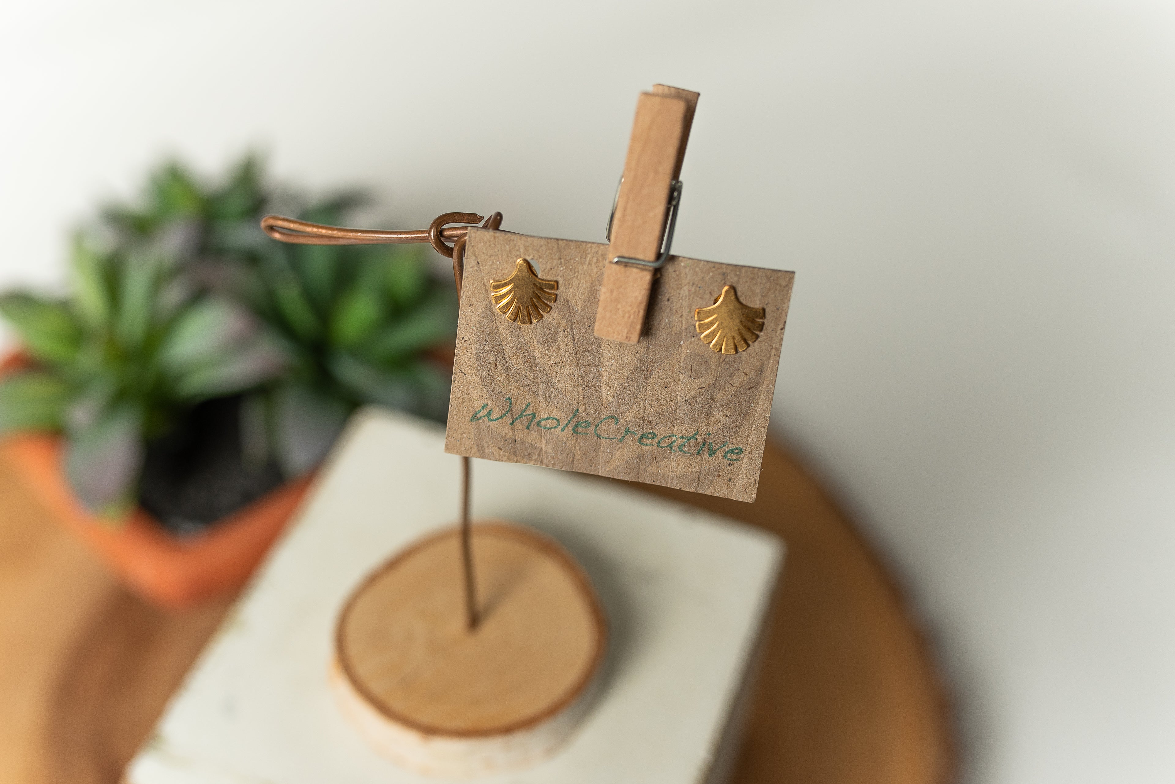 Stud Earrings - Gold Fan