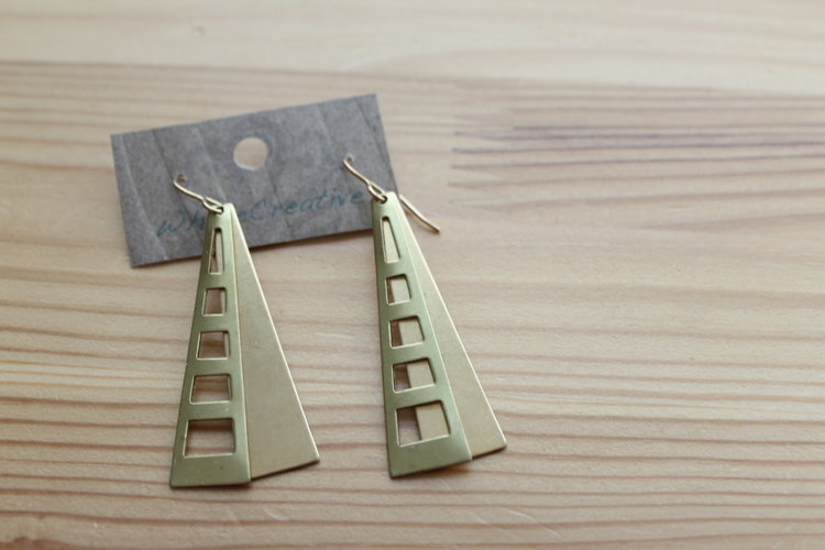 Earrings - Brass Stacking Triangles