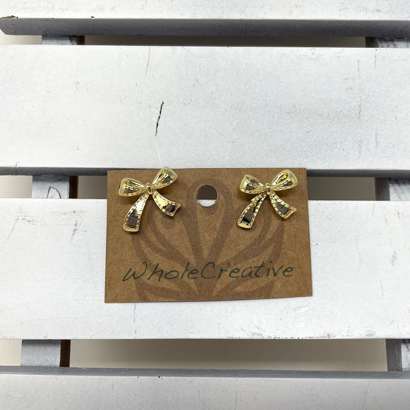 Stud Earrings - Large Gold Bow Studs