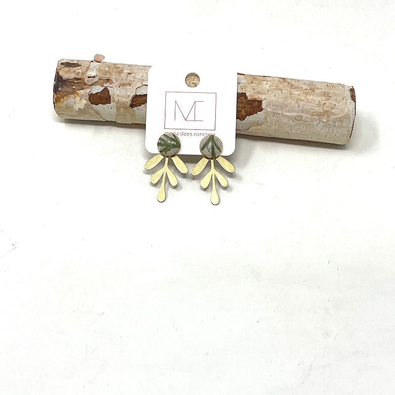 Ear Jacket Studs - Brass + Concrete