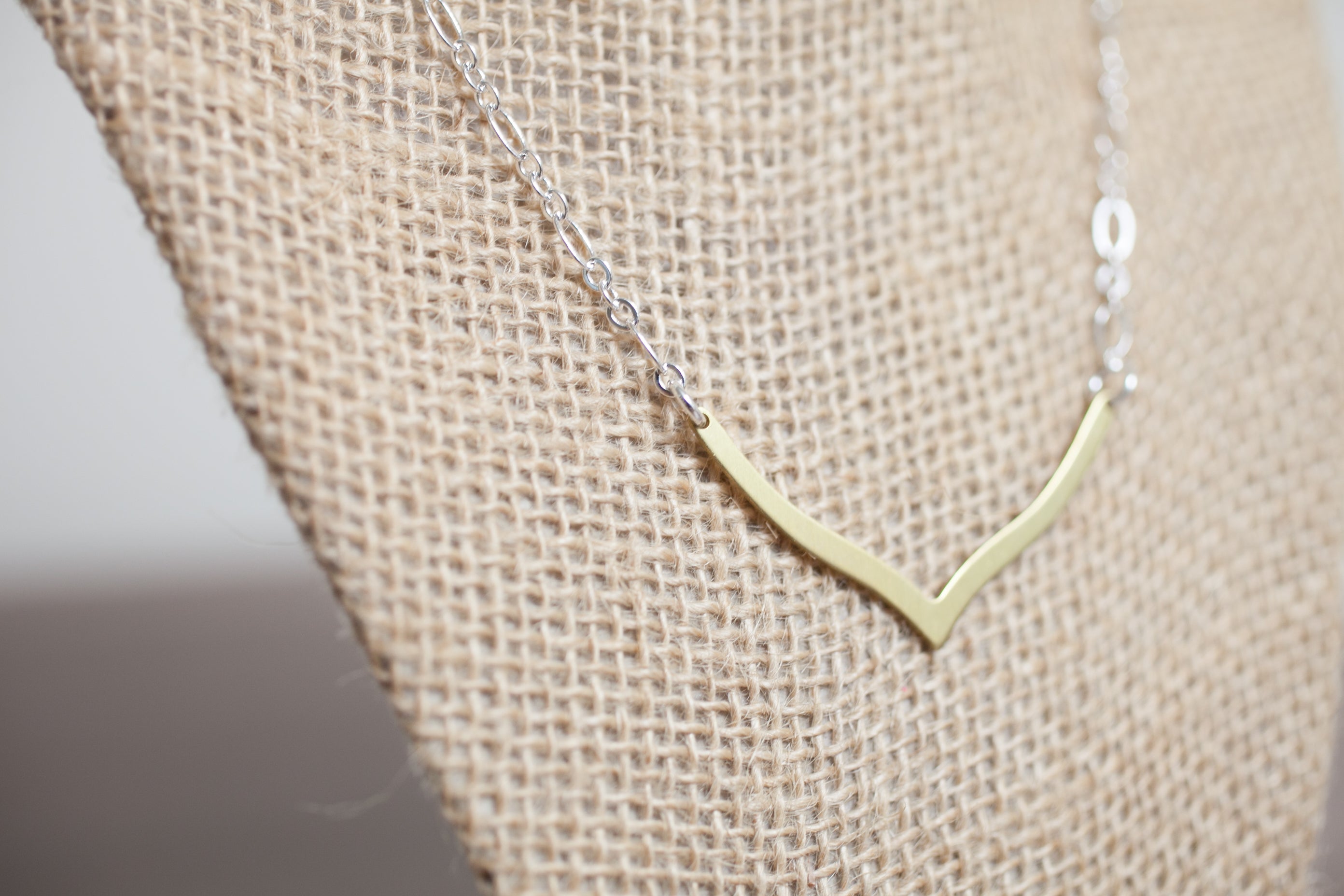 Necklace - Raw Brass V