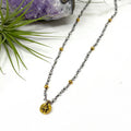 Necklace - Labradorite + Gold Pyrite Cross Choker