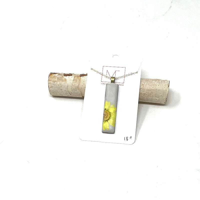Necklace - Floral Long Rectangle