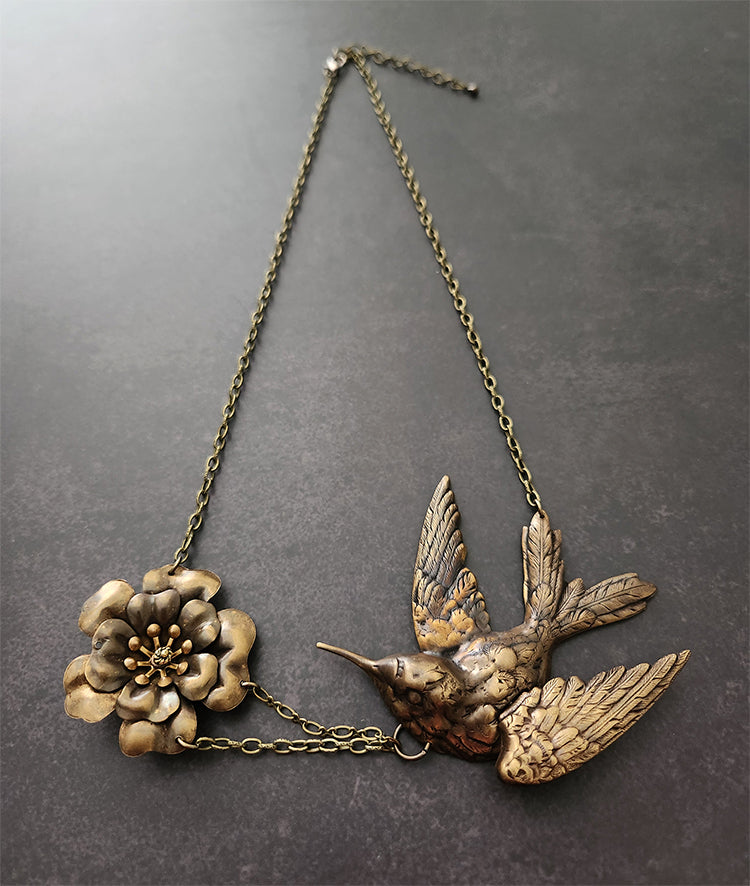 Necklace - Hummingbird Flower | Antique (large)