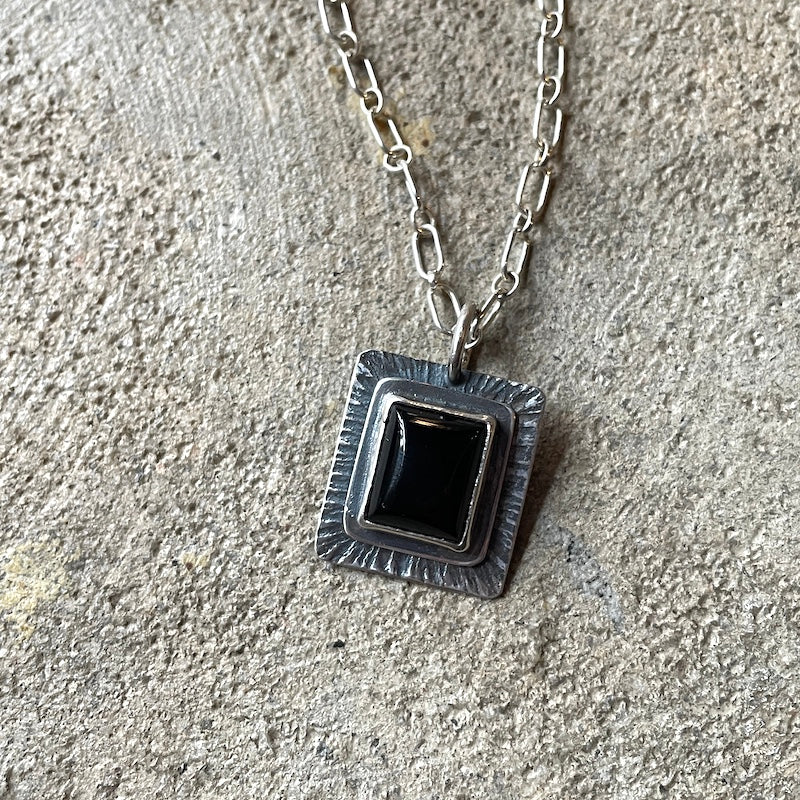 Necklace - Rectangle Onyx Pendant