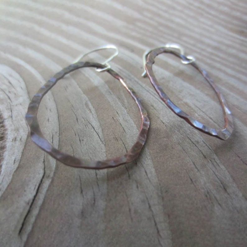 Earrings - Rustic Copper Hoops