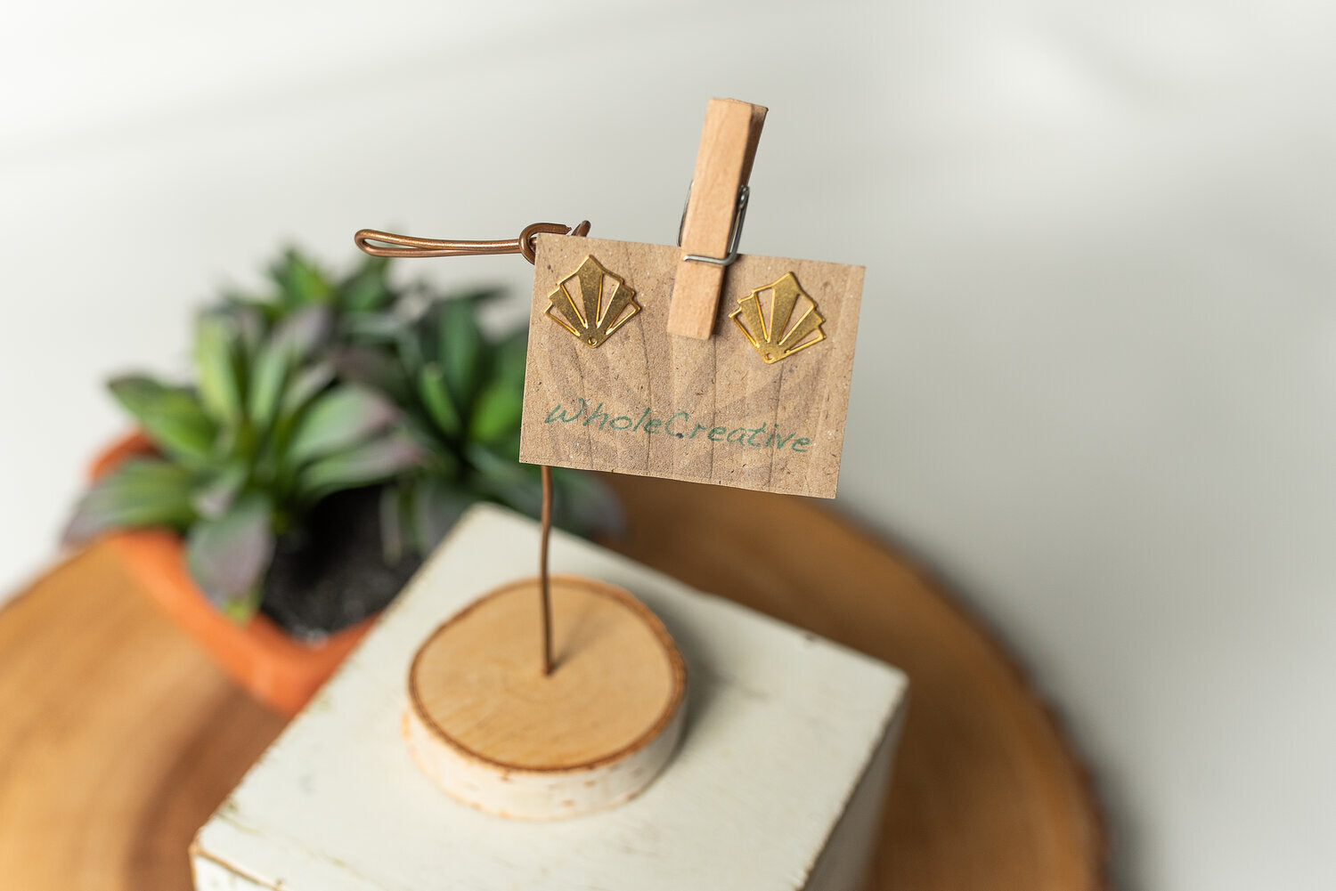 Stud Earrings - Small Gold Art Deco