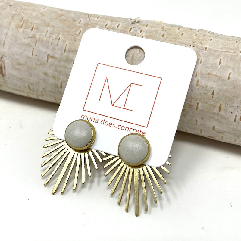 Ear Jacket Studs - Brass + Concrete