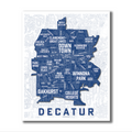 Decatur Neighborhoods - Blue 16x20