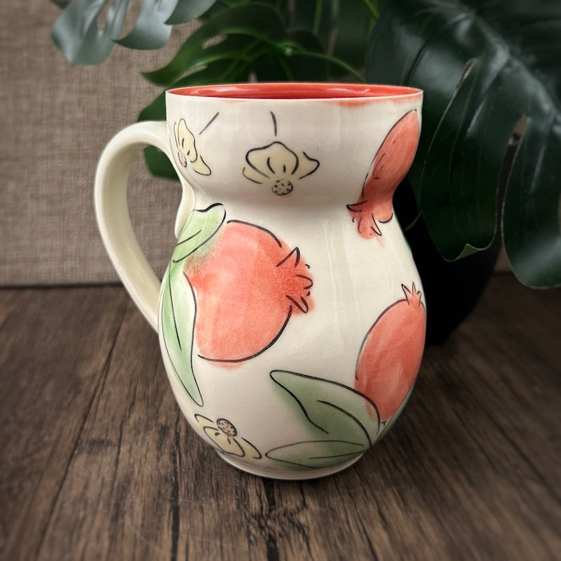 Curvy Coffee Mug - crow + pomegranate