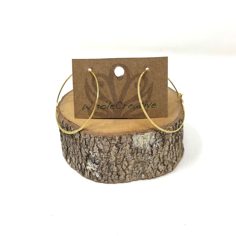 Earrings - D092 Hammered Gold Hoops