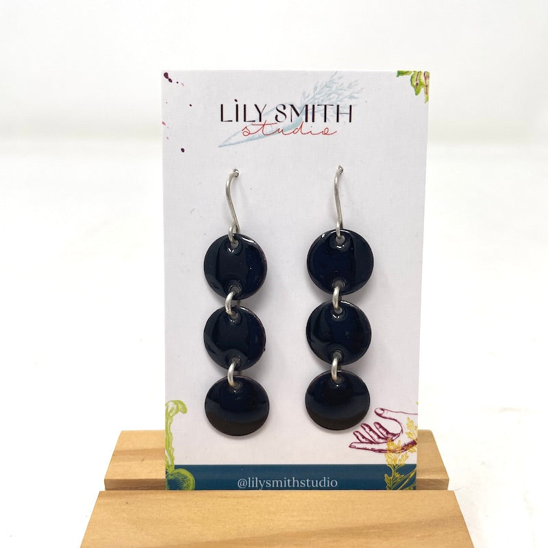 Triple Dot Enamel Earrings