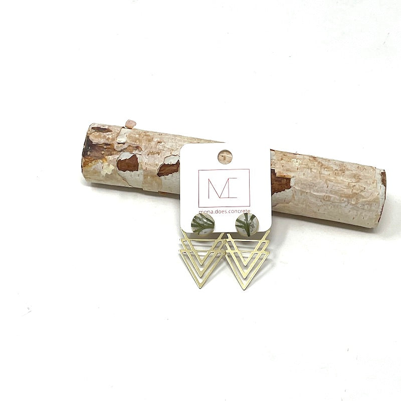 Ear Jacket Studs - Brass + Concrete