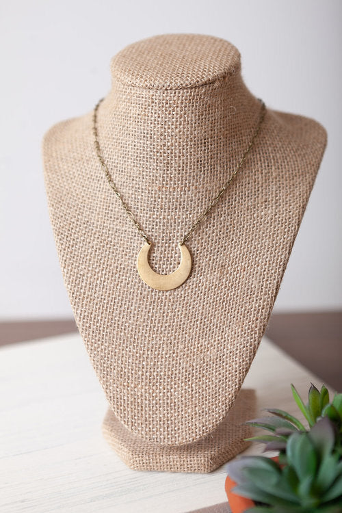 Necklace - Brass Crescent Moon