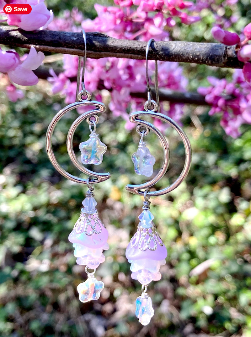 Earrings - Celestial Moon Flower