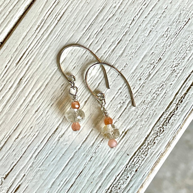 Earrings - Topaz and Sunstone Drops