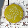 8” Hoop - Poppies on Chartreuse