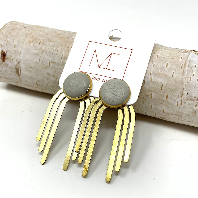 Ear Jacket Studs - Brass + Concrete