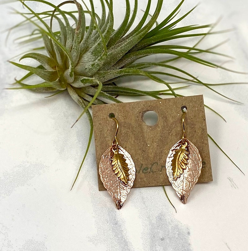 Earrings - Rose Gold Leaf