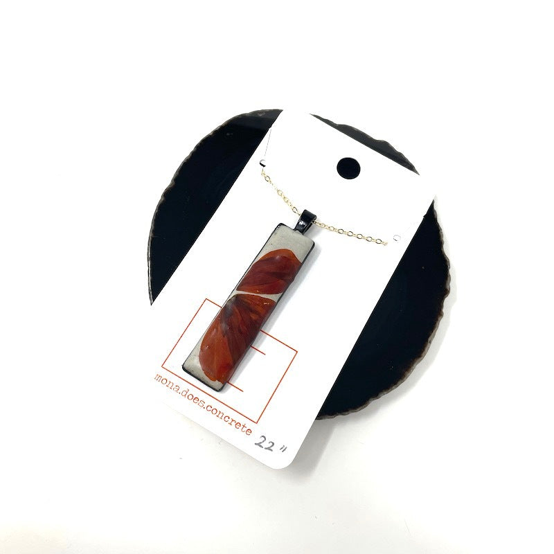 Necklace - Floral Long Rectangle