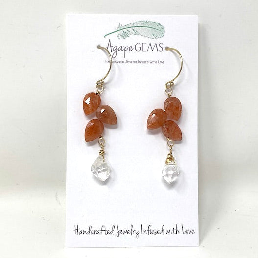 Earrings - Sunstone Leaves