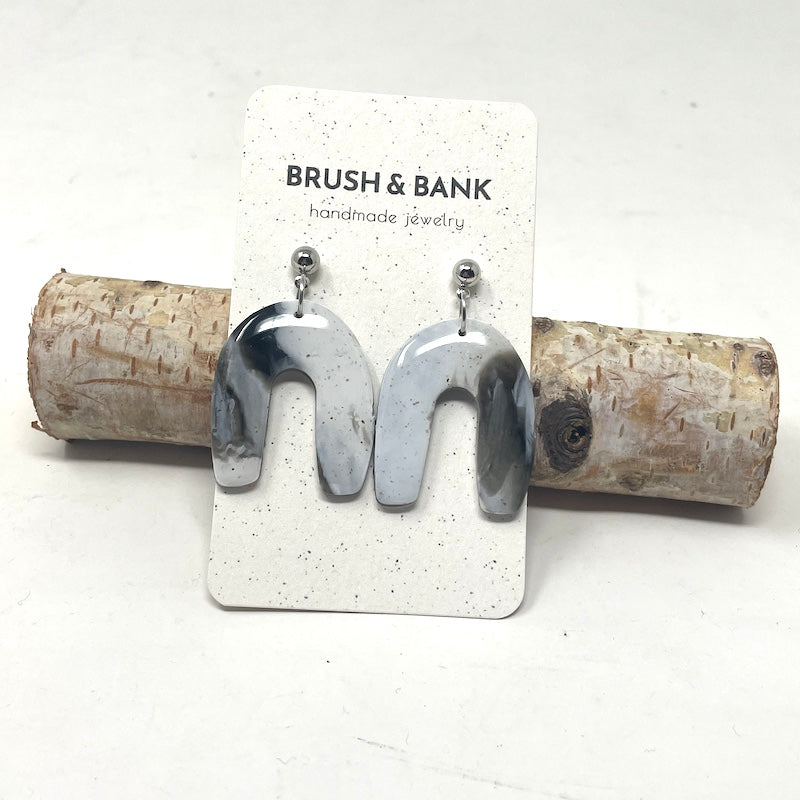 Earrings - Black and White Rainbow