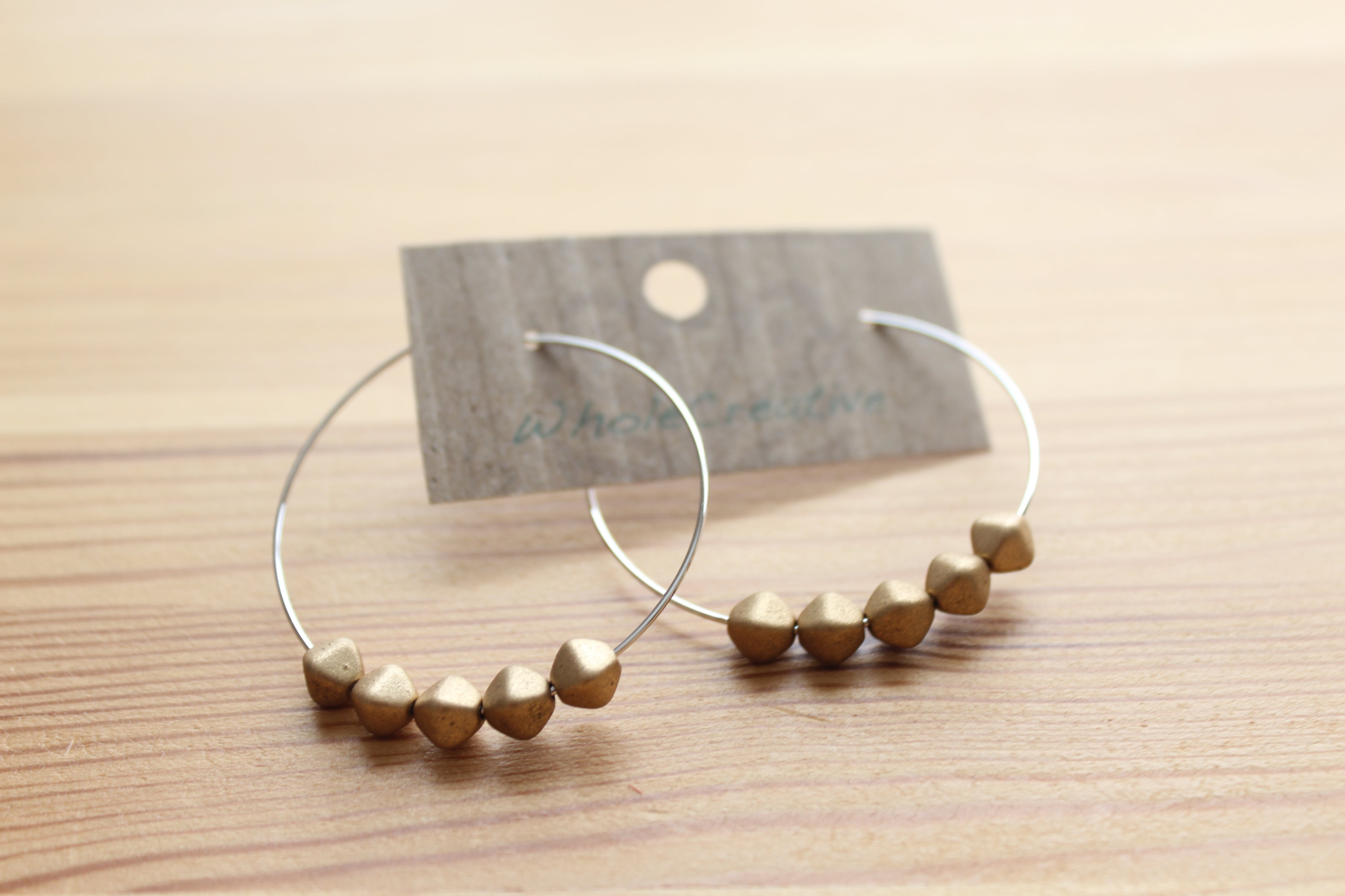 Earrings - Gold Beaded Hoops