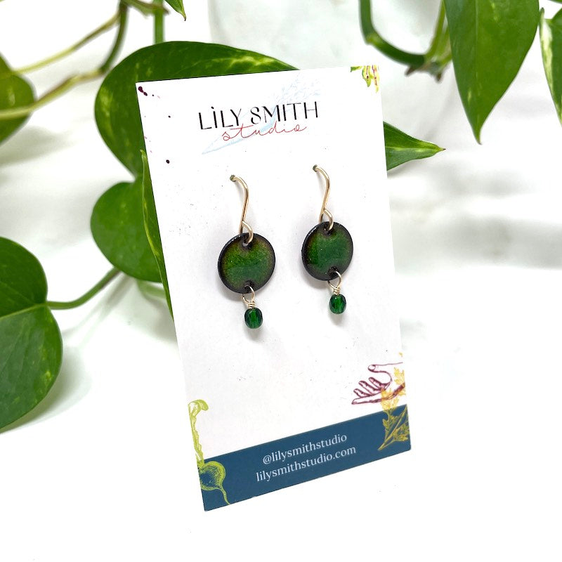 Circle Drop Enamel Earrings