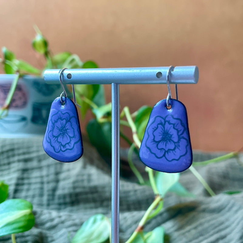 Purple Poppy Doodle Earrings